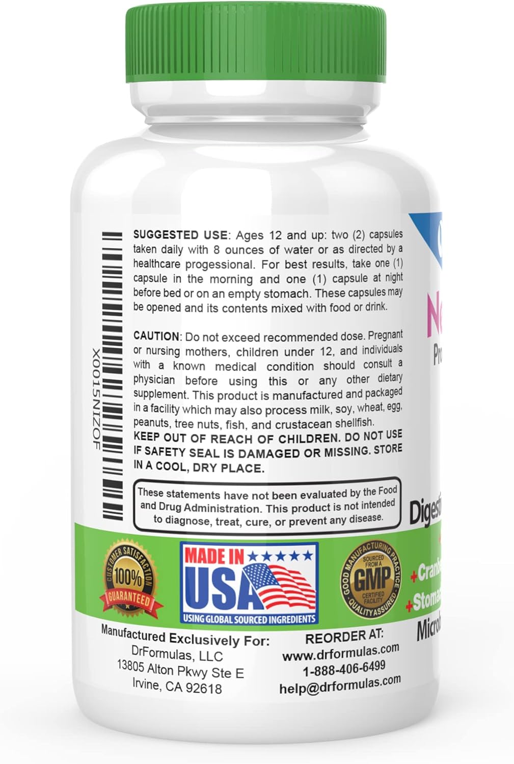 Cranberry Probiotics for Women Vaginal & Urinary Health with Fiber Prebiotic, D Mannose, Lactobacillus Acidophilus - 60 Capsules