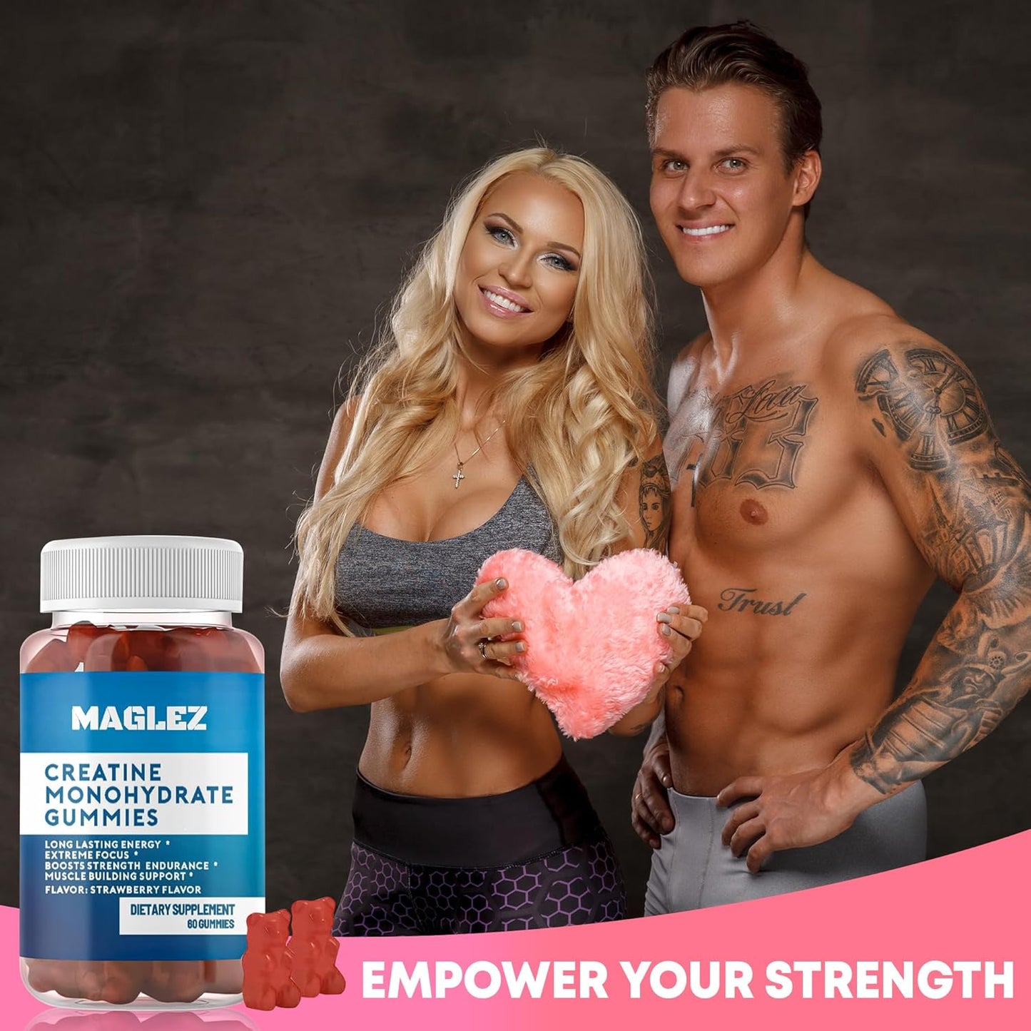 Creatine Gummies for Strength & Muscle Builder - 2g Per Gummy - Workout Recovery, Anaerobic Endurance - Vegan & Gluten-Free Formula, No Bloating - BoostGo Australia