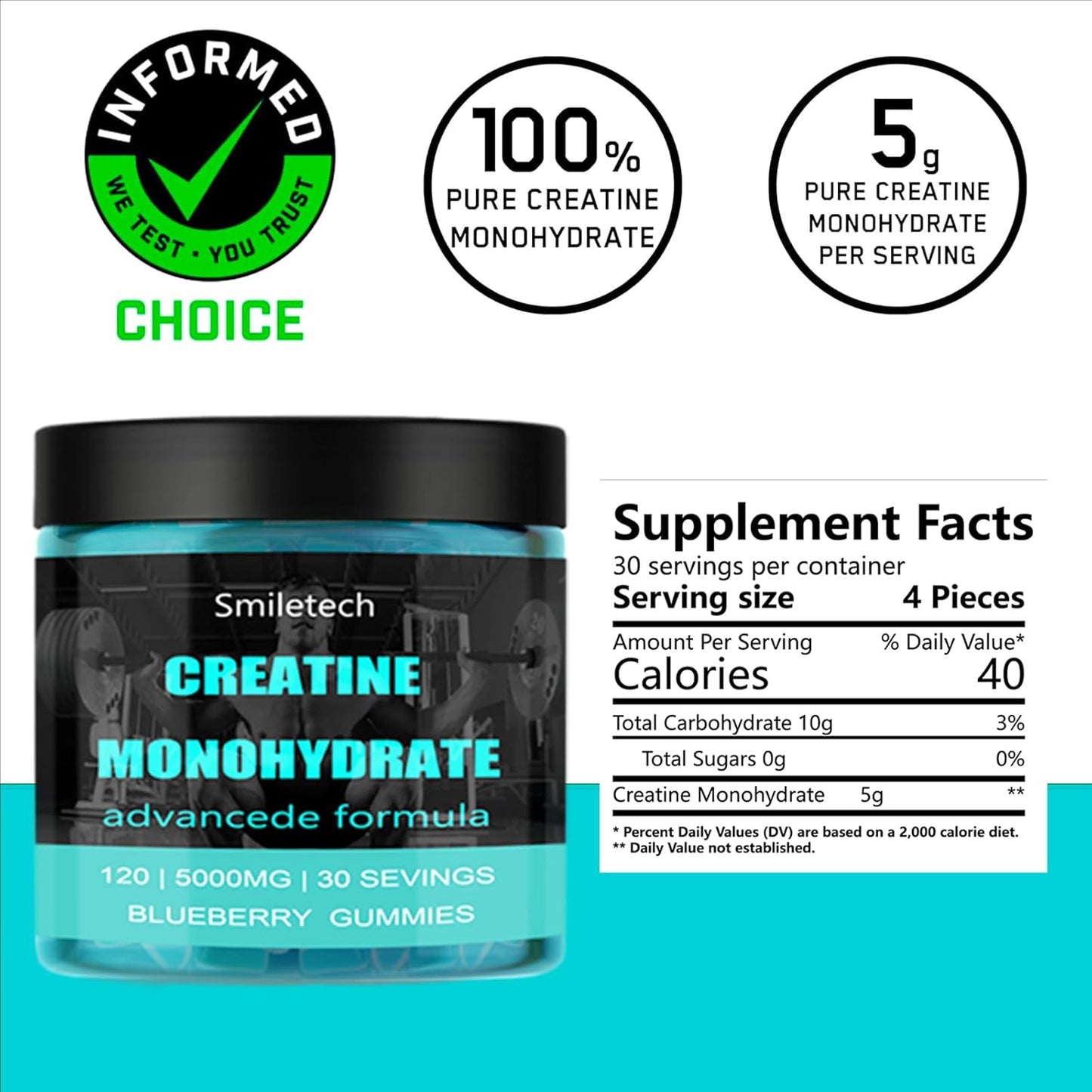 Creatine Gummy Supplement for Muscle Strength & Energy Boost - 120 Gummies