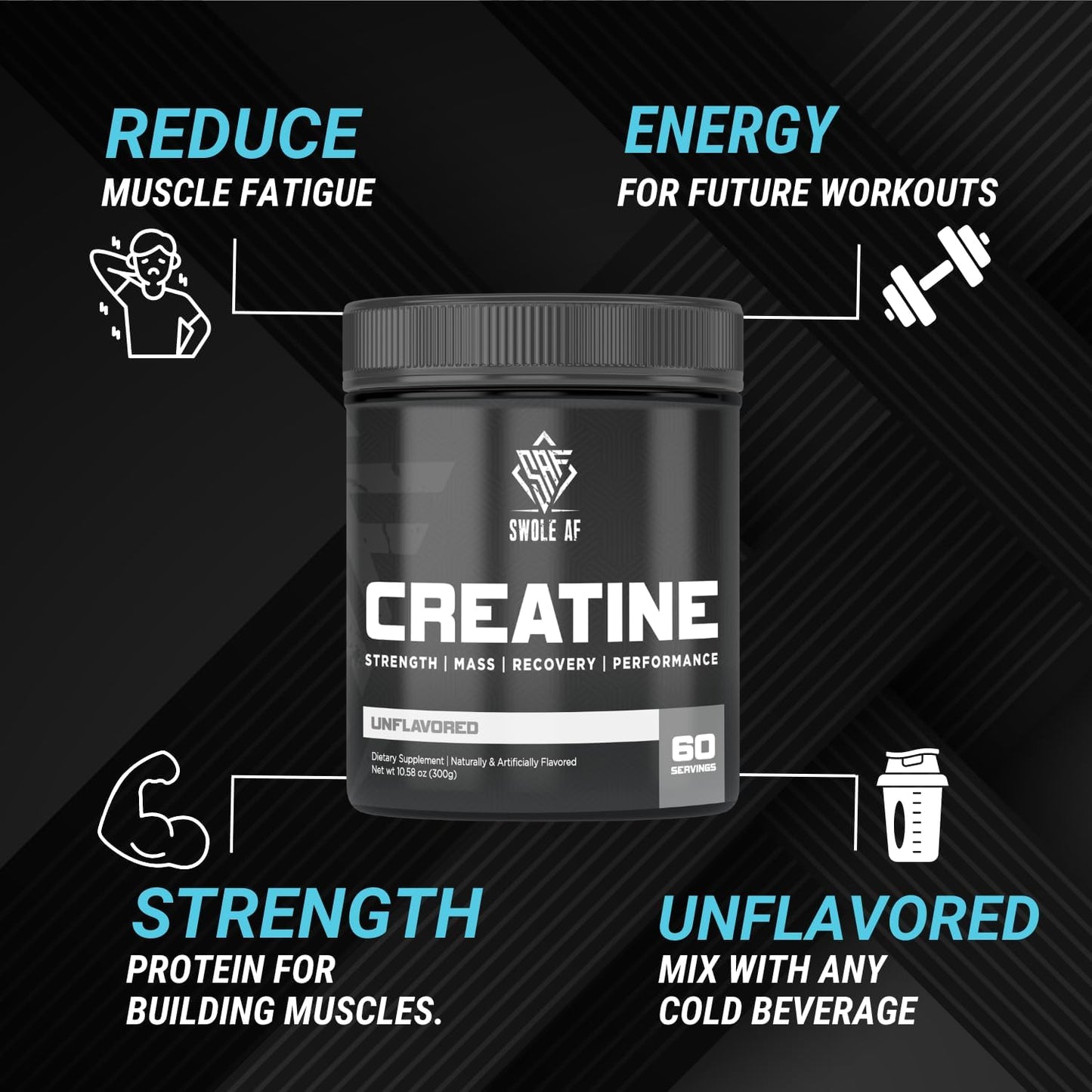 CREATINE Mono Supplement for Muscle Gain, Endurance, and Recovery - Pre & Post Workout for Strength and Power Boost