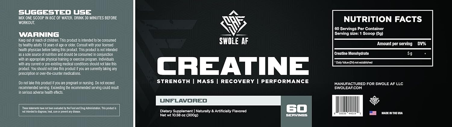 CREATINE Mono Supplement for Muscle Gain, Endurance, and Recovery - Pre & Post Workout for Strength and Power Boost