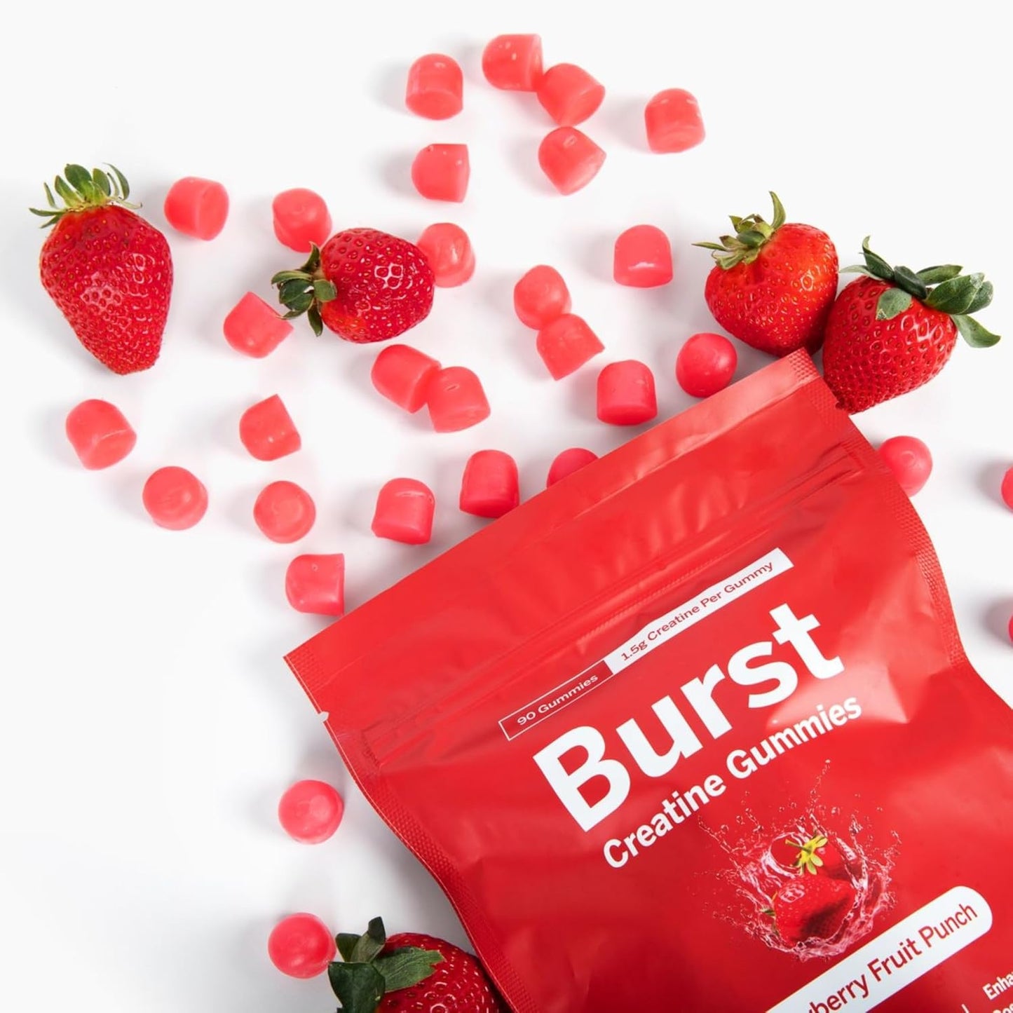 Creatine Monohydrate Gummies - 1.5g Creatine Per Gummy - Muscle Building & Recovery - Strawberry Flavor - 90ct