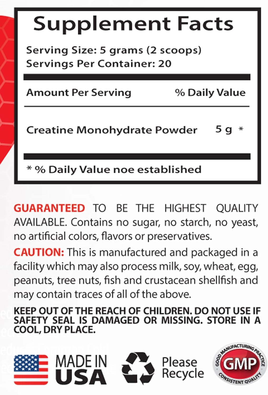 Creatine Powder for Muscle Recovery and Body Builders - 100g - 2 Bottles