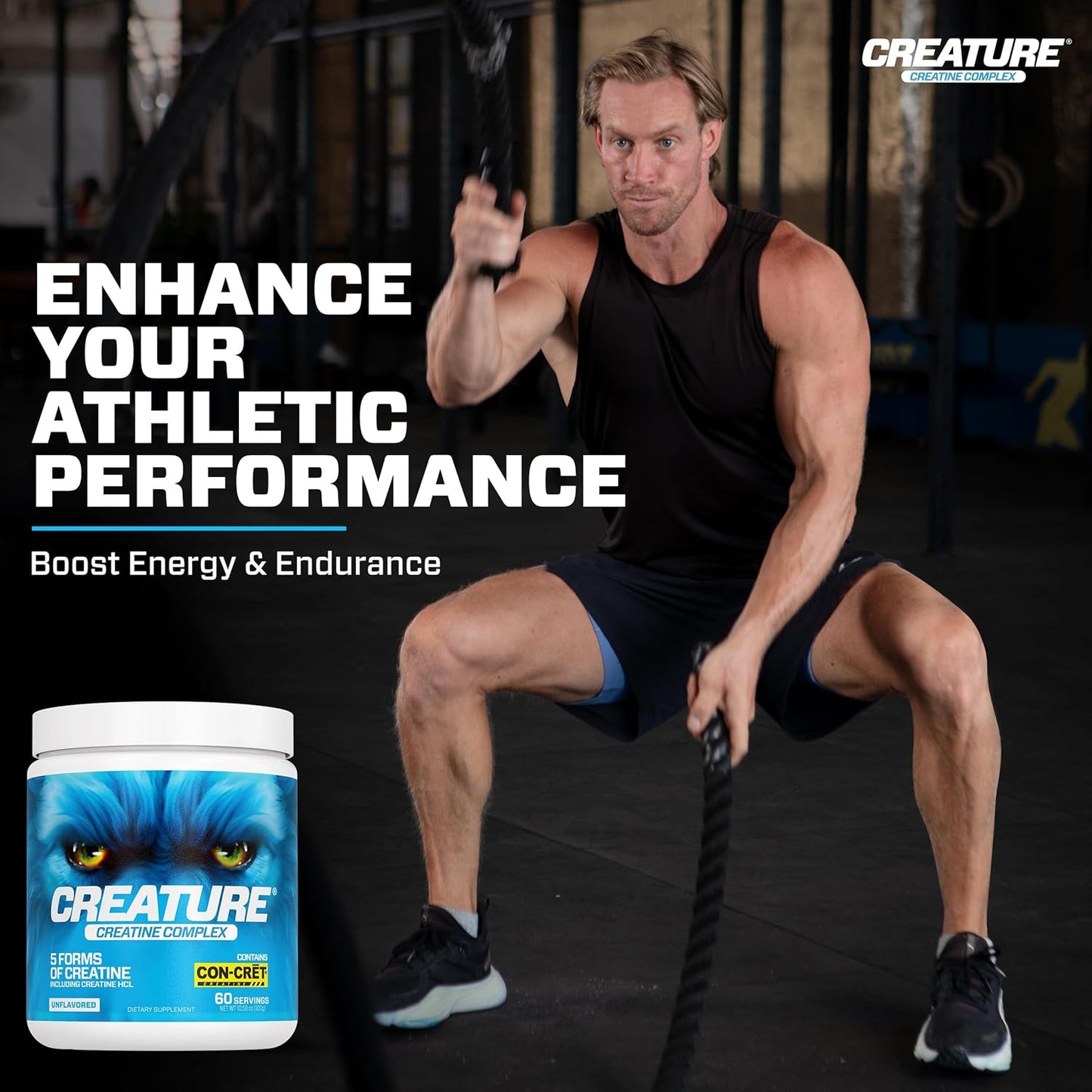 CREATURE® Creatine Complex Powder - 5 Types of Creatine Including Con-Crēt® HCL for Muscle, Strength, Endurance, Brain Health - 300g - BoostGo Australia
