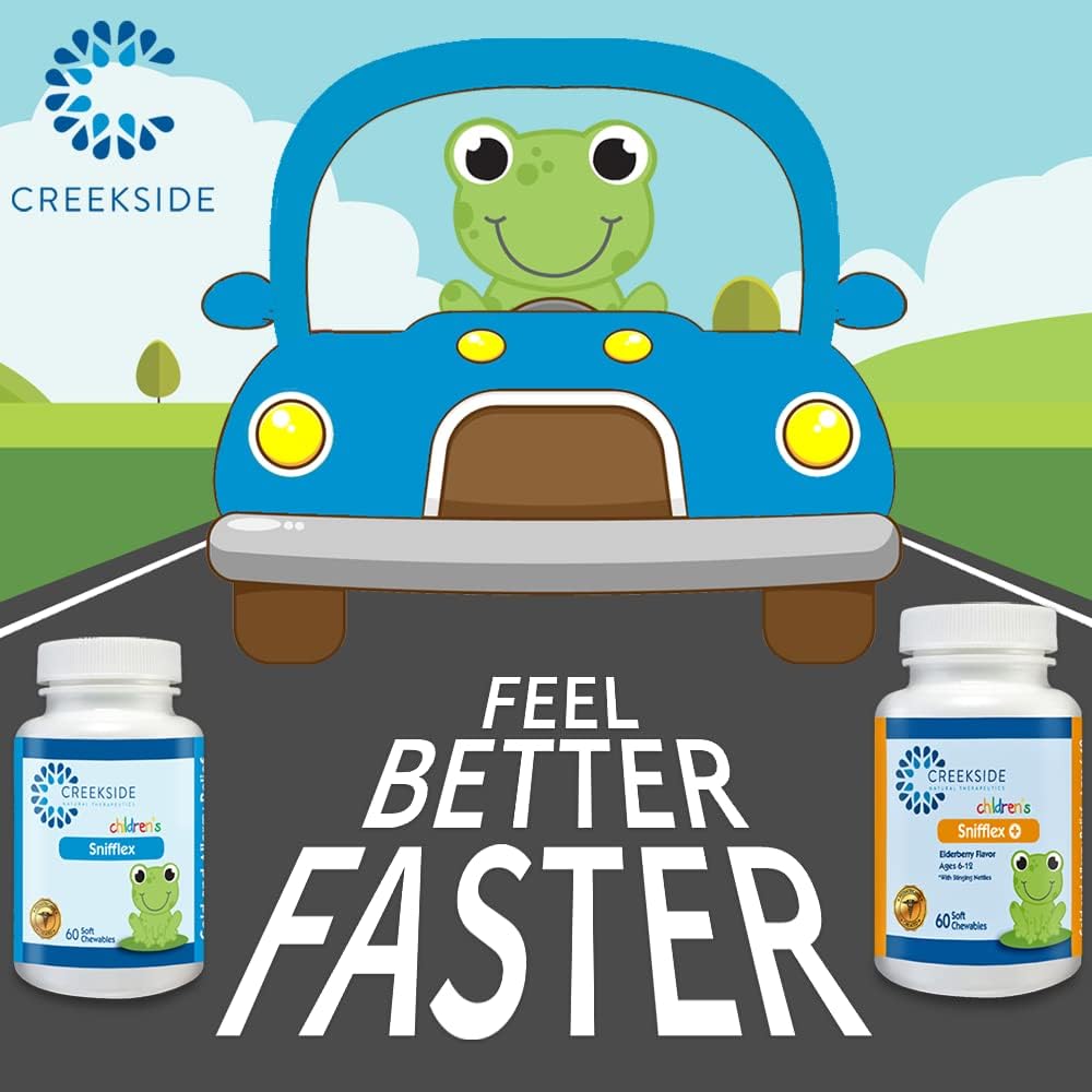 Creekside Naturals Snifflex: Children's Cold & Allergy Relief, Elderberry Immune Support, Pediatrician Formulated, Vegan Soft Chews