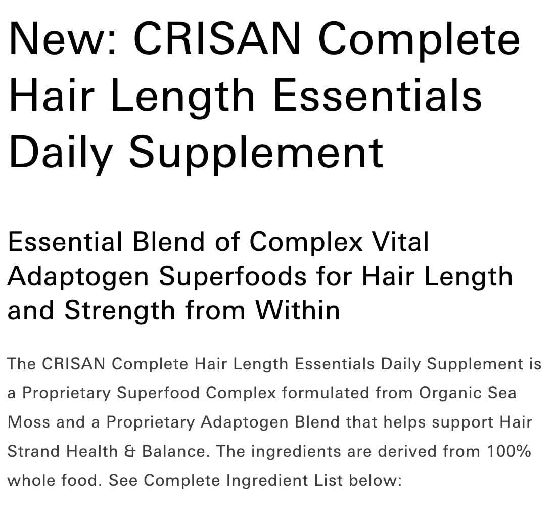 CRISAN Hair Strength Powder Supplement with Sea Moss & Adaptogens for Complete Hair Length Essentials
