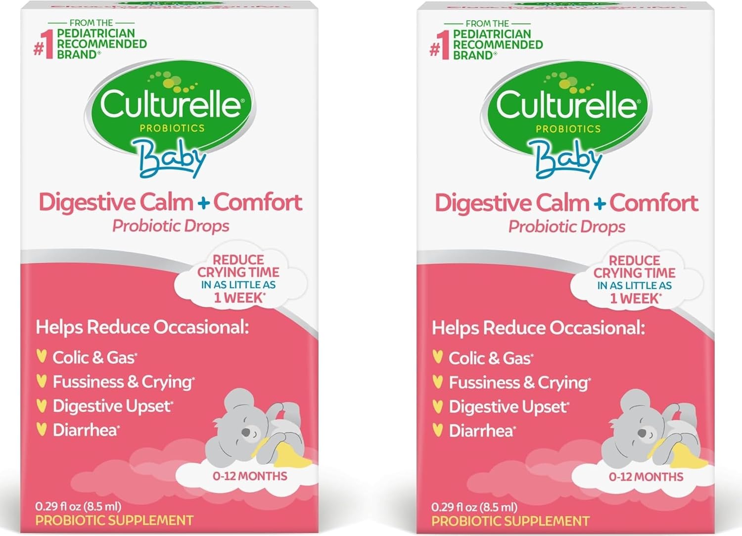Culturelle Baby Digestive Calm & Comfort Probiotic Drops for Infants (0-12 Months) - 8.5mL, Relieves Colic, Gas, and Fussiness - Vegan, Non-GMO, Gluten-Free (2-Pack)