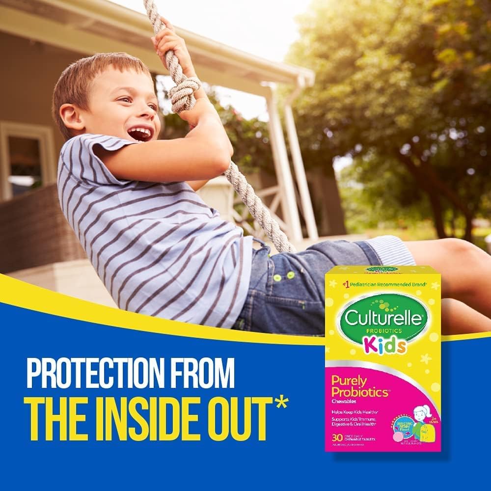 Culturelle Kids Chewable Probiotic, Ages 3+, 30 Count, Pediatrician-Recommended, Berry Flavored, Digestive & Immune Support
