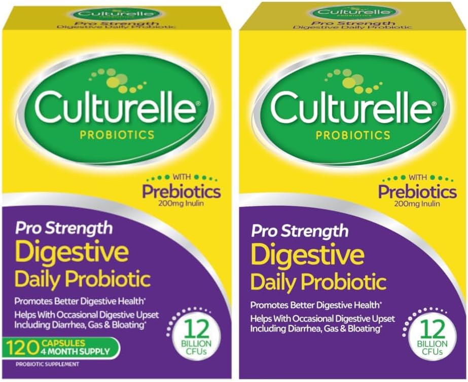 Culturelle Pro Strength Daily Probiotic Capsules for Digestive & Immune Health, Gluten & Soy Free, 4 Month Supply - 120 Count