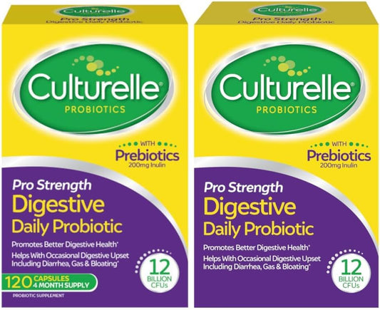 Culturelle Pro Strength Daily Probiotic Capsules for Digestive & Immune Health, Gluten & Soy Free, 4 Month Supply - 120 Count
