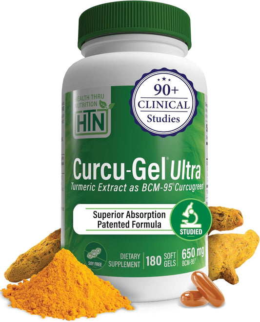 Curcu-Gel 650mg BCM-95® CurcuGreen Turmeric Curcumin Capsules - 180 Count - High Absorption Formula for Healthy Inflammation Response - Clinically Proven & Non-GMO - BoostGo Australia