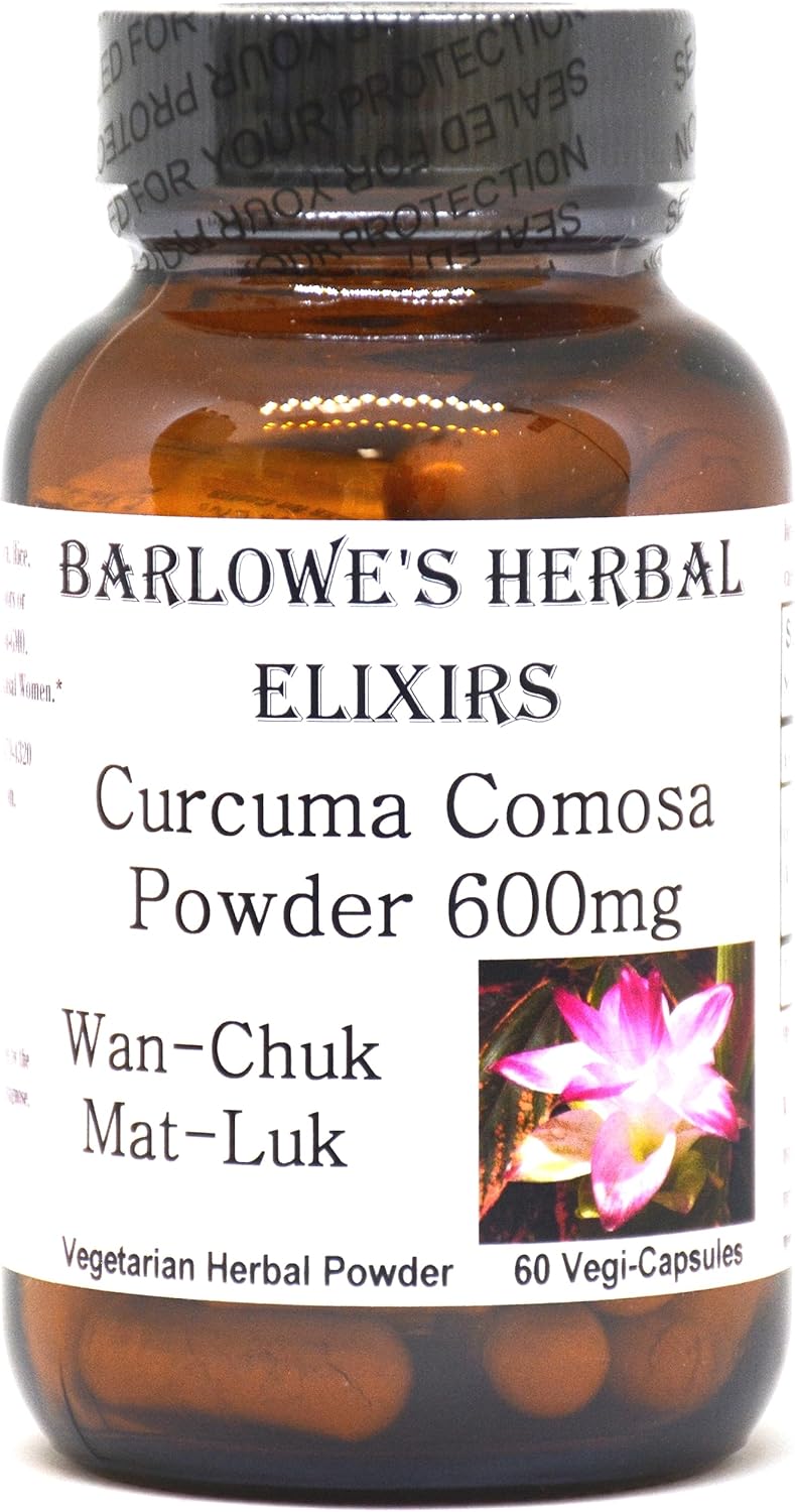 Curcuma Comosa Powder Capsules for Women's Hormonal Balance - 600mg, 60 Vegetarian Capsules in Glass Bottle