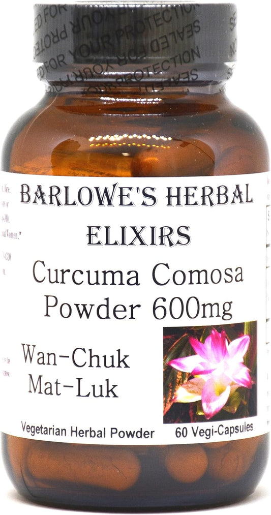 Curcuma Comosa Powder Capsules for Women's Hormonal Balance - 600mg, 60 Vegetarian Capsules in Glass Bottle