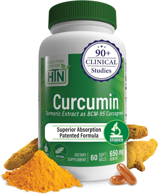 Curcumin 650mg BCM-95 Curcugreen Complex for Healthy Inflammation | High Absorption Turmeric | Clinically Studied | Non-GMO | Pack of 60