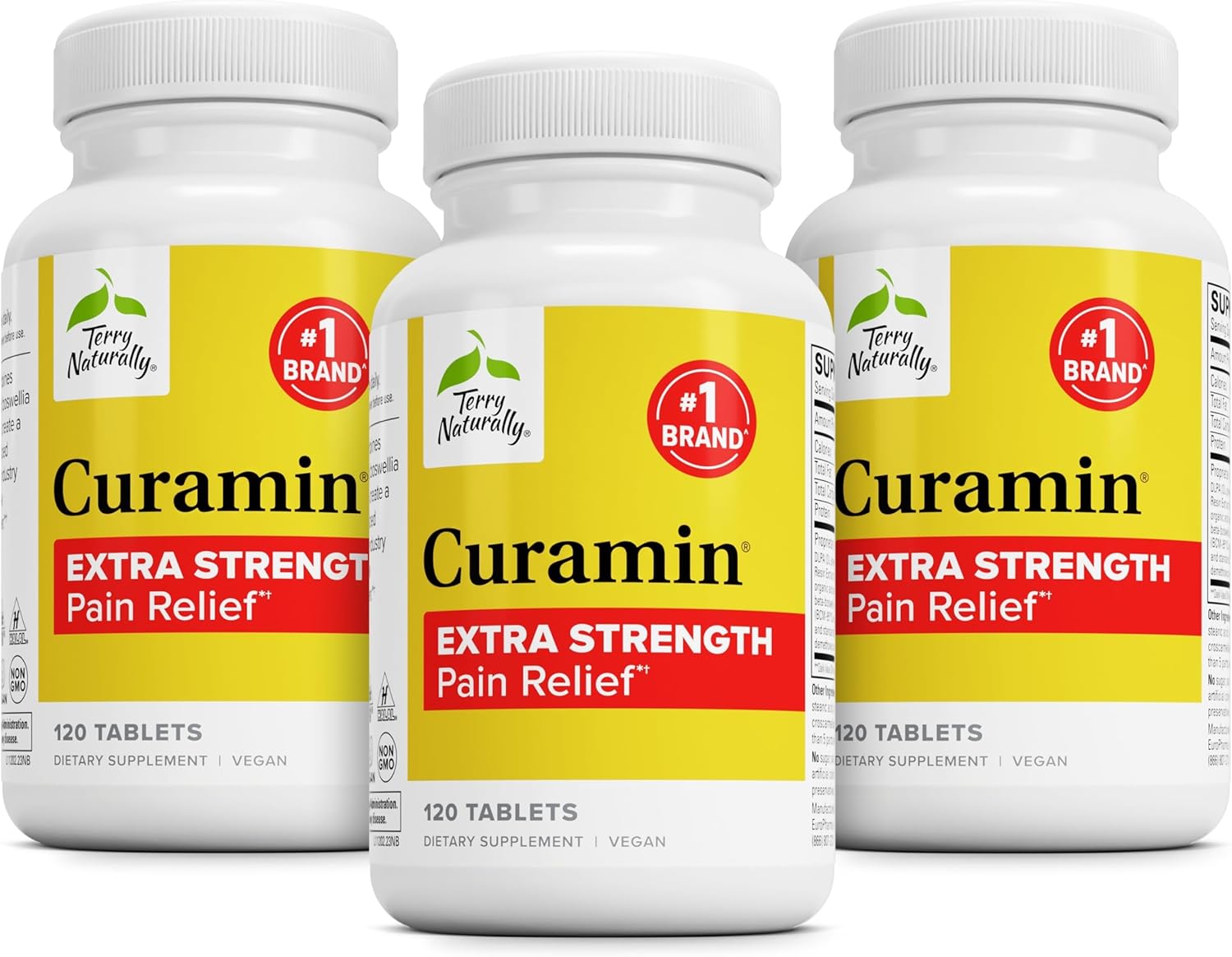 Curcumin & Boswellia Pain Relief Supplement - 360 Tablets, Vegan, Non-GMO - Terry Naturally Curamin Extra Strength - 120 Servings - BoostGo Australia