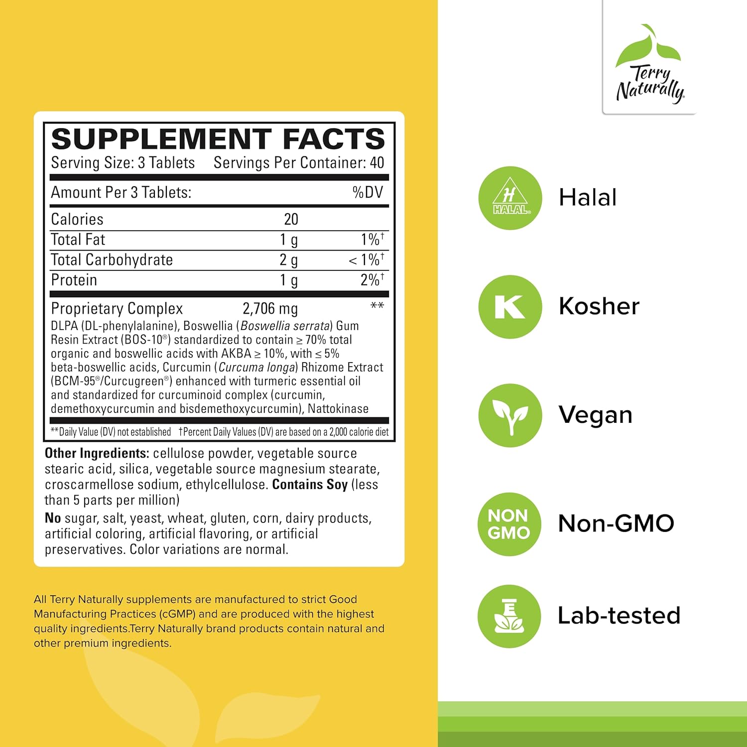 Curcumin & Boswellia Pain Relief Supplement - 360 Tablets, Vegan, Non-GMO - Terry Naturally Curamin Extra Strength - 120 Servings - BoostGo Australia