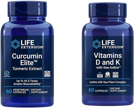 Curcumin Elite Turmeric Extract for Healthy Inflammatory Response with Vitamin D, Vitamin K, and Sea-Iodine