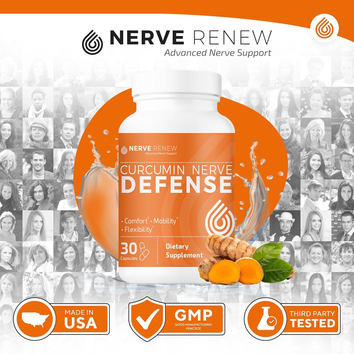 Curcumin Nerve Renew Supplement with Meriva for Nerve Nourishment - 30 Capsules