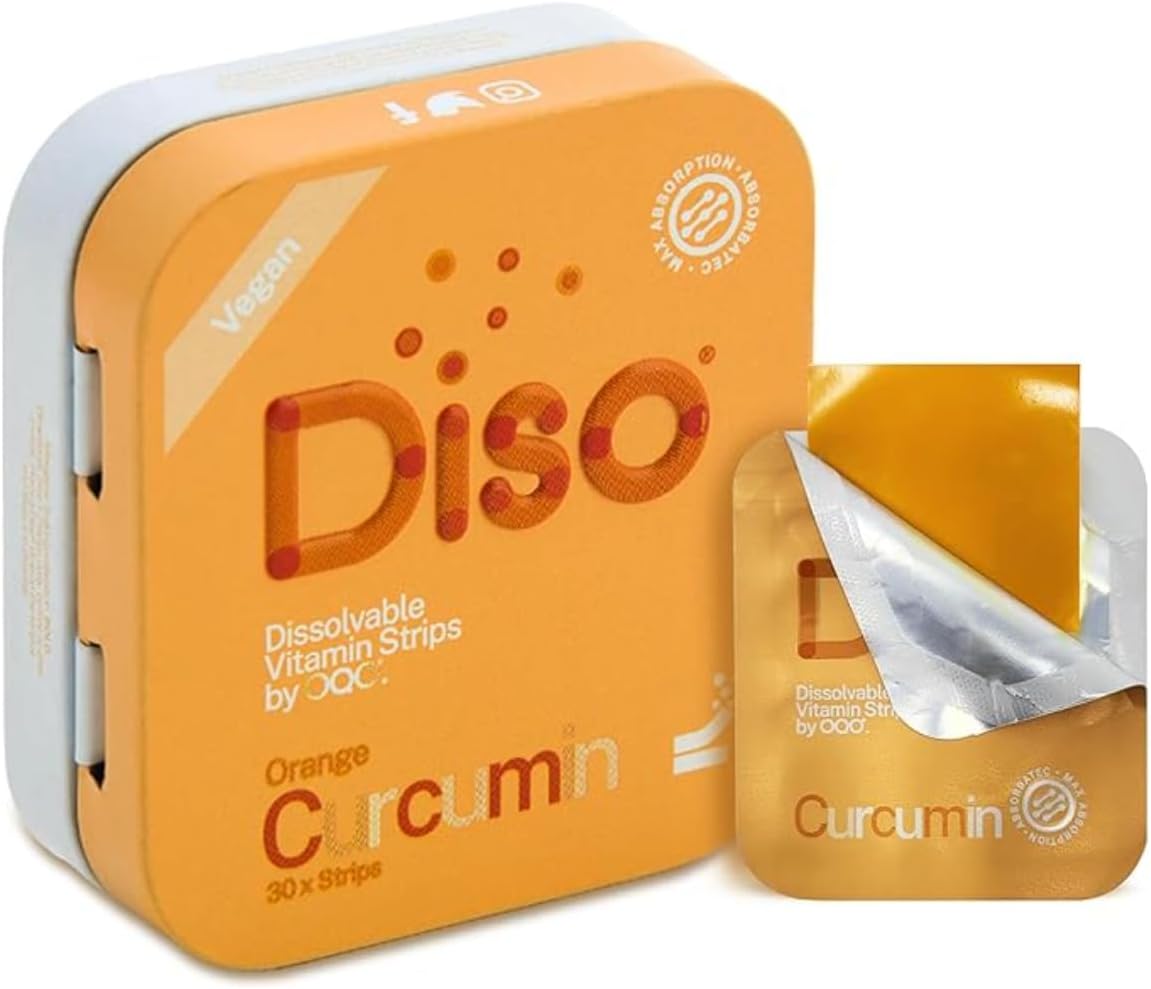 Curcumin Oral Supplement Strips - Orange Flavor, Vegan & Sugar Free - Dissolvable Strips for Maximum Absorption - 30 Count