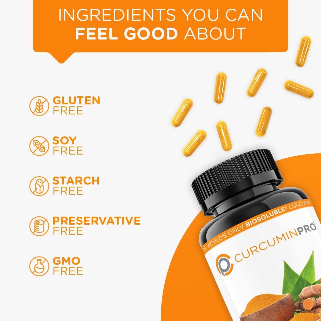 CurcuminPro Complete Capsules - Clinically-Proven Protein Powered Formula for Guaranteed Relief, Enhanced Absorption (60 Count)