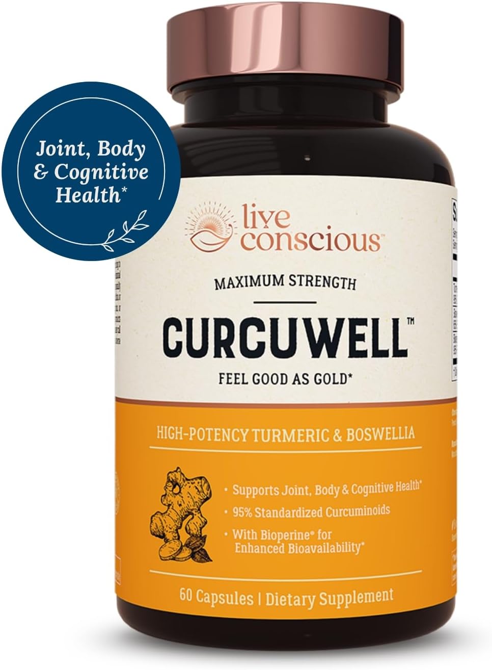 CurcuWell Live Conscious Joint Support Bundle - Curcumin & Boswellia Blend for Maximum Strength - 120 Day Supply