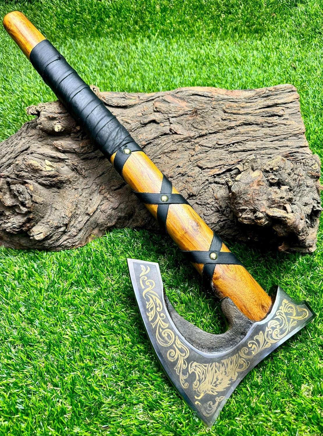 Custom Viking Bearded Camping Axe - Hand-Forged Carbon Steel with Rose Wood Shaft by Poshland AX-7004