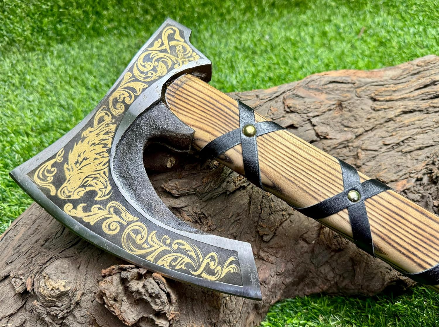 Custom Viking Bearded Camping Axe - Hand-Forged Carbon Steel with Rose Wood Shaft by Poshland AX-7004