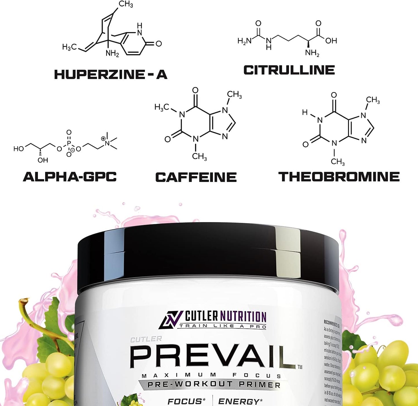 Cutler Nutrition Prevail Pre Workout Powder: Energy and Focus Supplement with Nootropics, L Citrulline, Alpha GPC, L Tyrosine - Cotton Candy Grape, 40 Servings for Men and Women