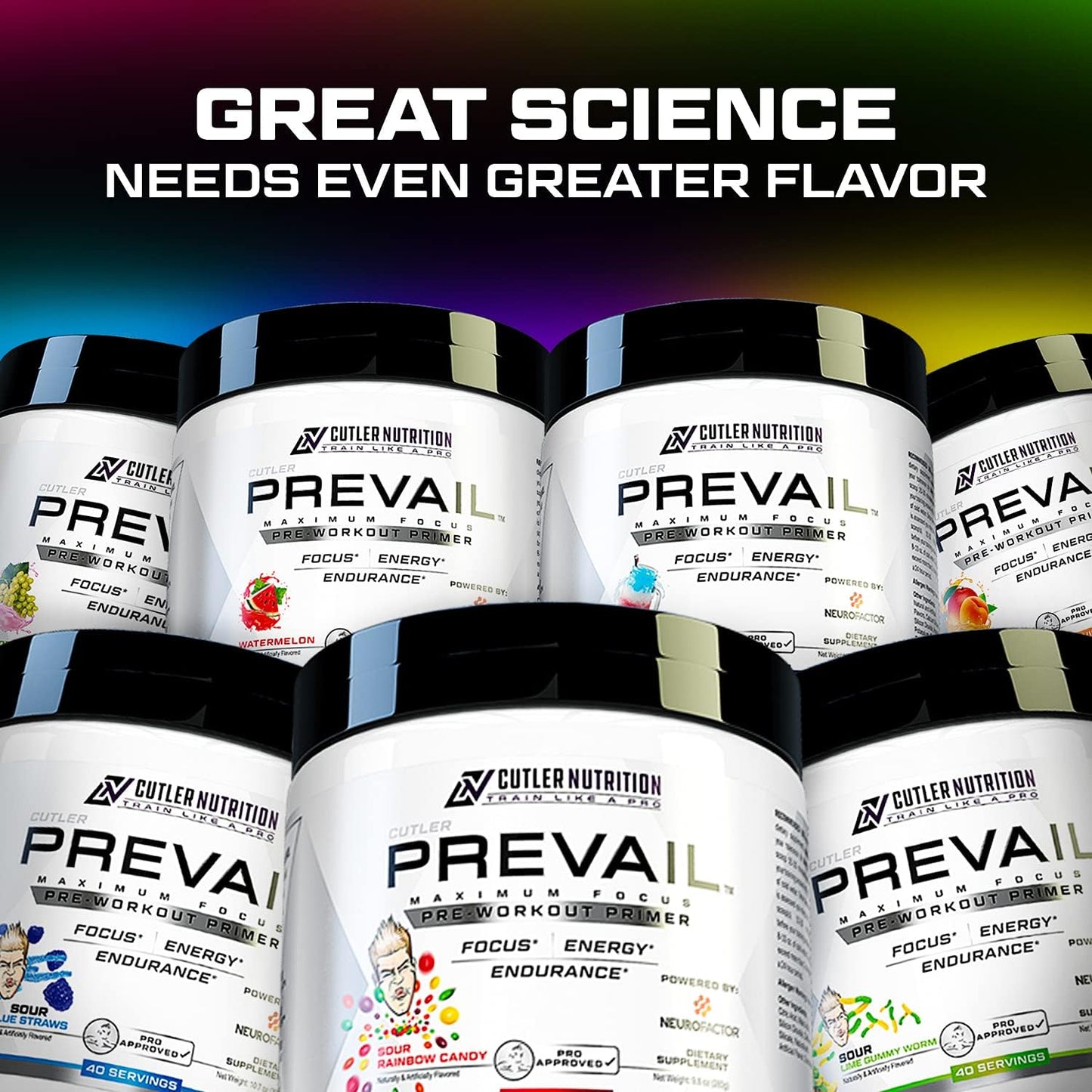 Cutler Nutrition Prevail Pre Workout Powder: Energy and Focus Supplement with Nootropics, L Citrulline, Alpha GPC, L Tyrosine - Cotton Candy Grape, 40 Servings for Men and Women