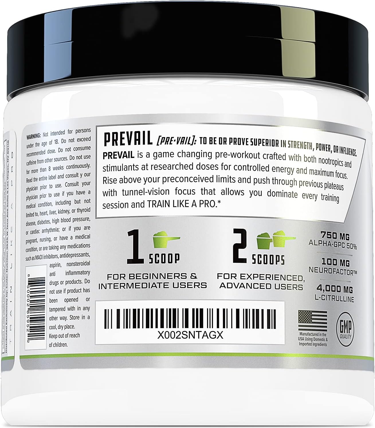 Cutler Nutrition Prevail Pre Workout Powder: Energy and Focus Supplement with Nootropics, L Citrulline, Alpha GPC, L Tyrosine - Cotton Candy Grape, 40 Servings for Men and Women