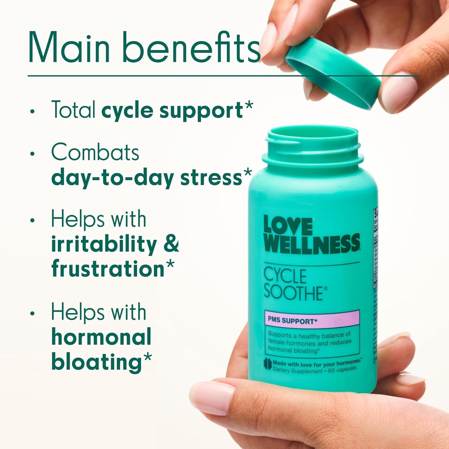 Cycle Soothe Supplement - Promotes Happy Mood, Relieves PMS Hormones & Stress - 60 Capsules