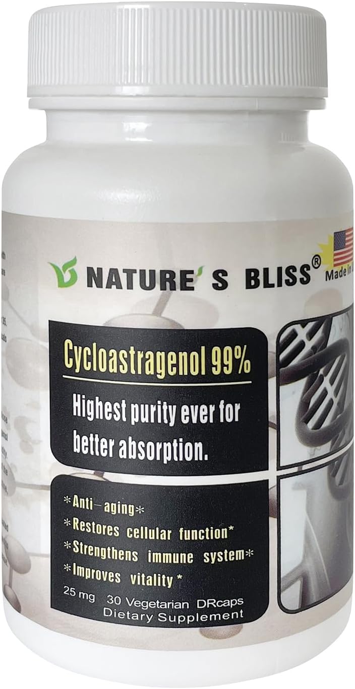 Cycloastragenol 25mg 99% Telomere Supplement with Astragalus Root Extract - USA-Made Anti-Aging Capsules for Immunity Boost and Super Absorption, 30ct