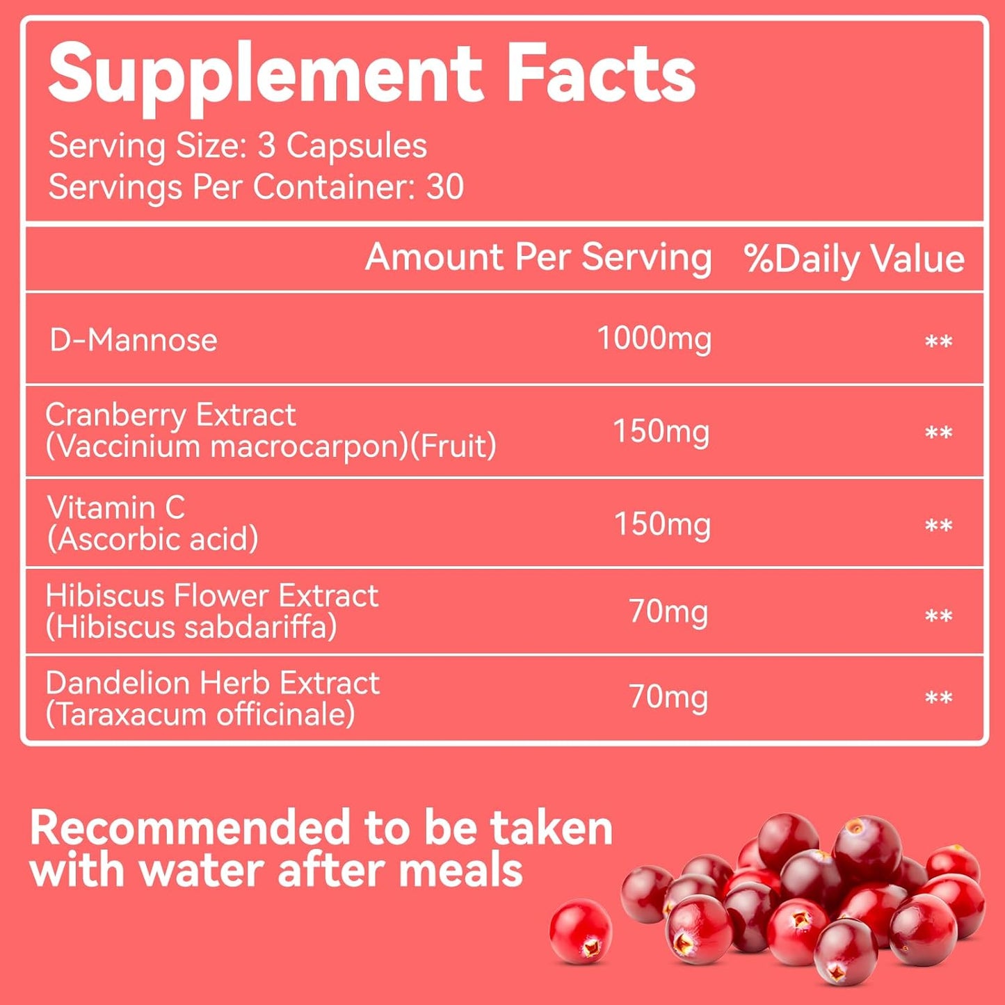 D-Mannose 1000mg Capsules with Cranberry & Vitamin C - 90 Count (Pack of 2)