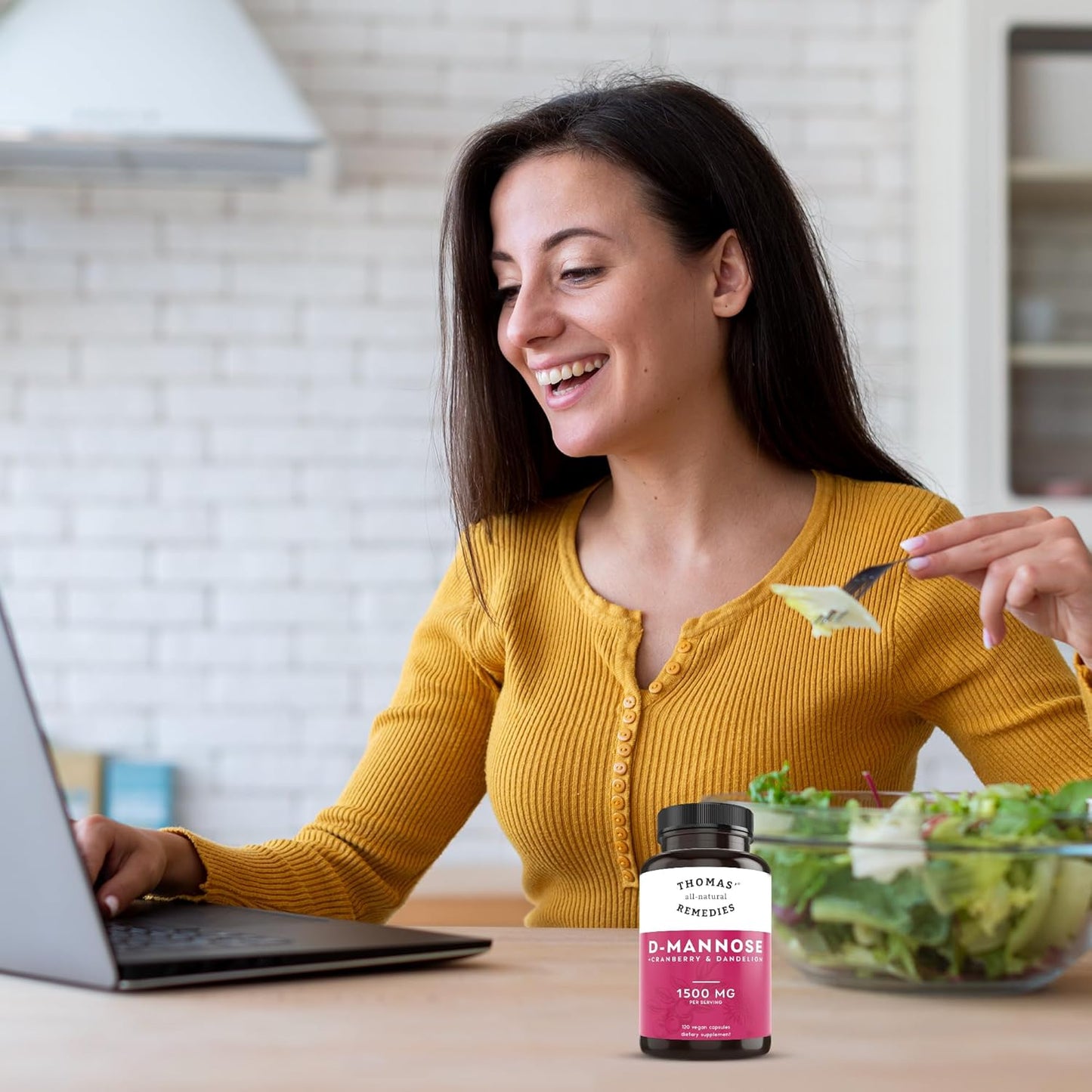 D-Mannose 1200mg Capsules with Cranberry and Dandelion - Natural UTI Support - Vegan Formula - 120 Capsules