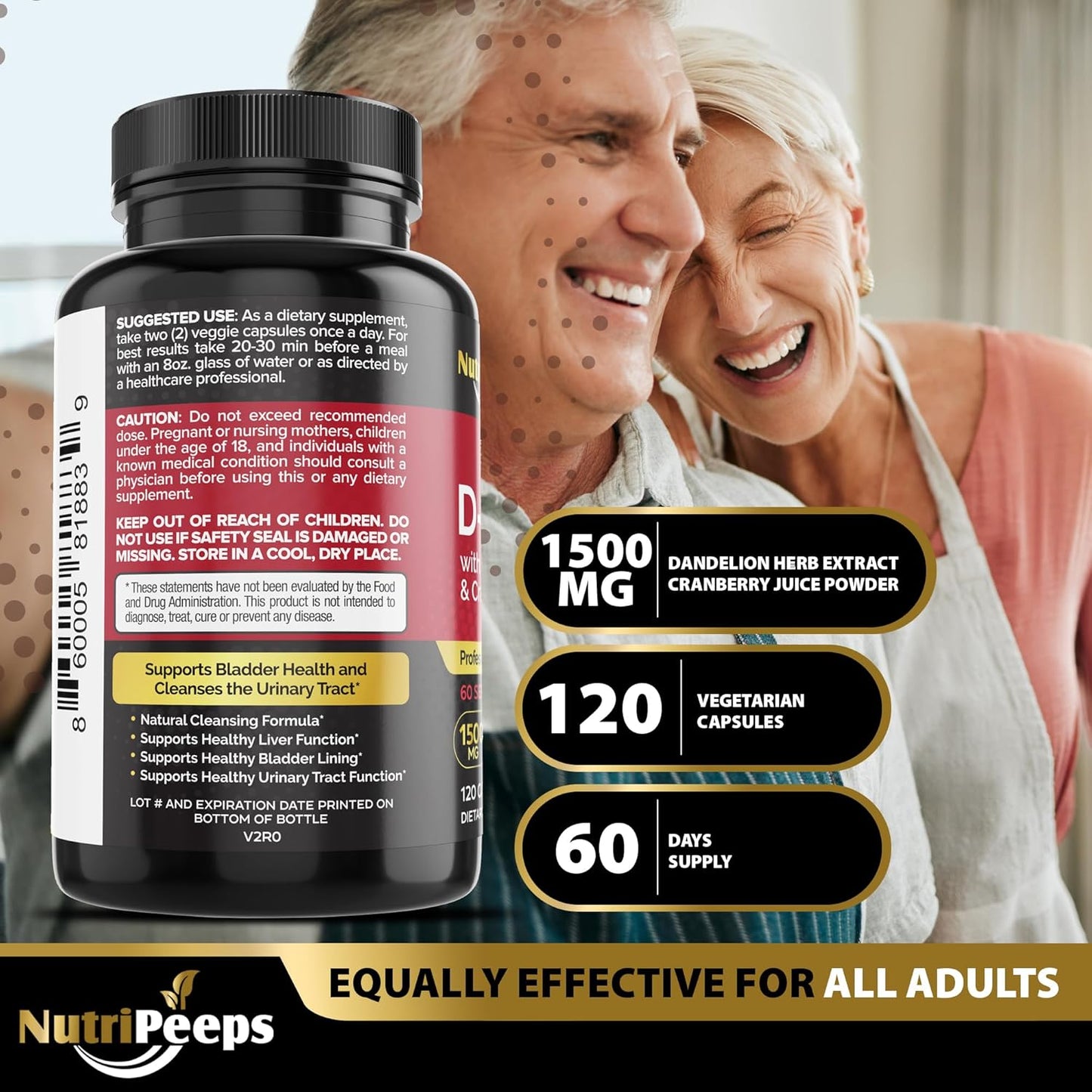 D-Mannose 1500mg Capsules with Dandelion and Cranberry Extracts - Natural UTI Support and Detox for Men and Women