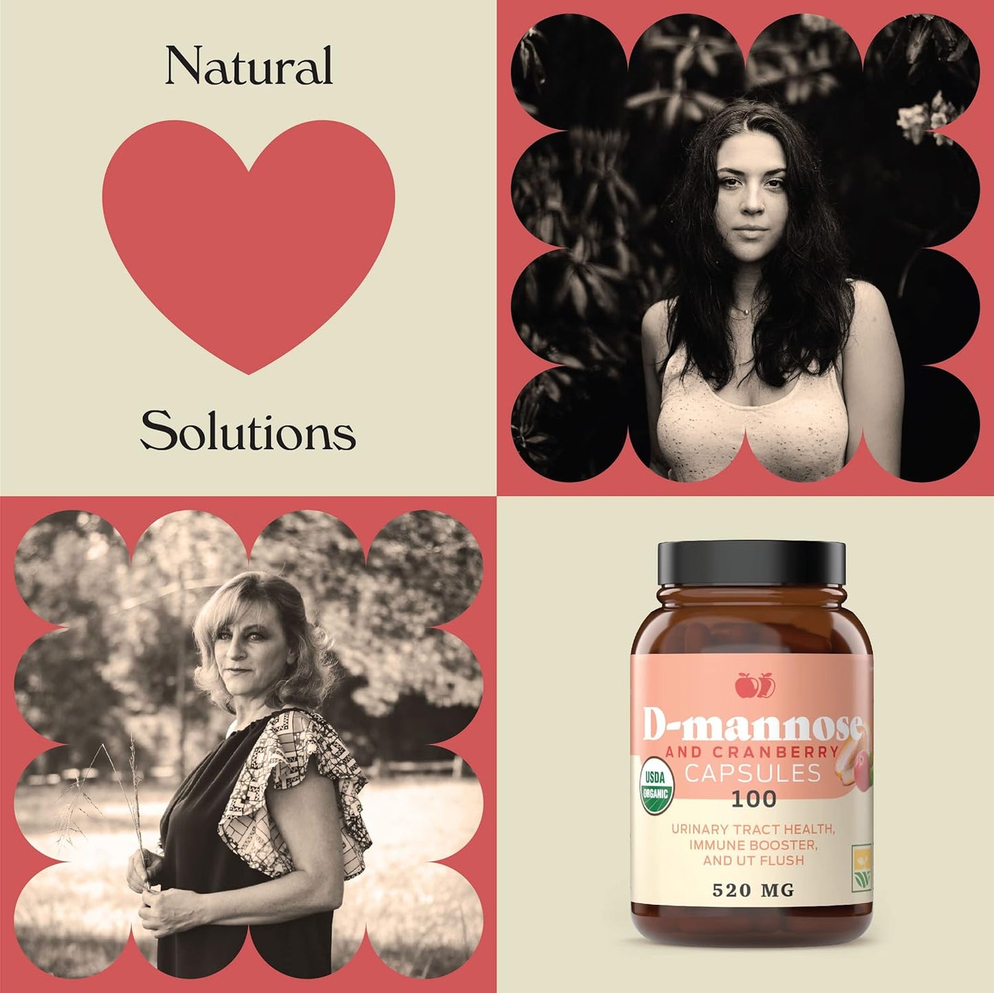 D-Mannose & Cranberry Capsules - 100 Capsules, 1040mg for Urinary Tract Health & UT Flush