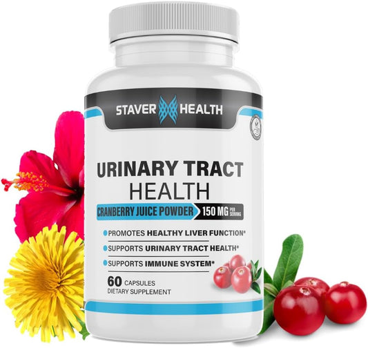 D-Mannose & Cranberry Capsules for Women's Urinary Tract Health - Dandelion Supplement, 60 CT