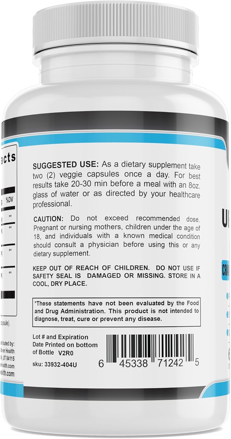D-Mannose & Cranberry Capsules for Women's Urinary Tract Health - Dandelion Supplement, 60 CT
