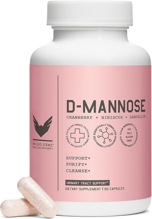 D-Mannose UT Supplement with Cranberry & Hibiscus for Women, Bladder Health Support, Cleanse & Flush, 60 Capsules