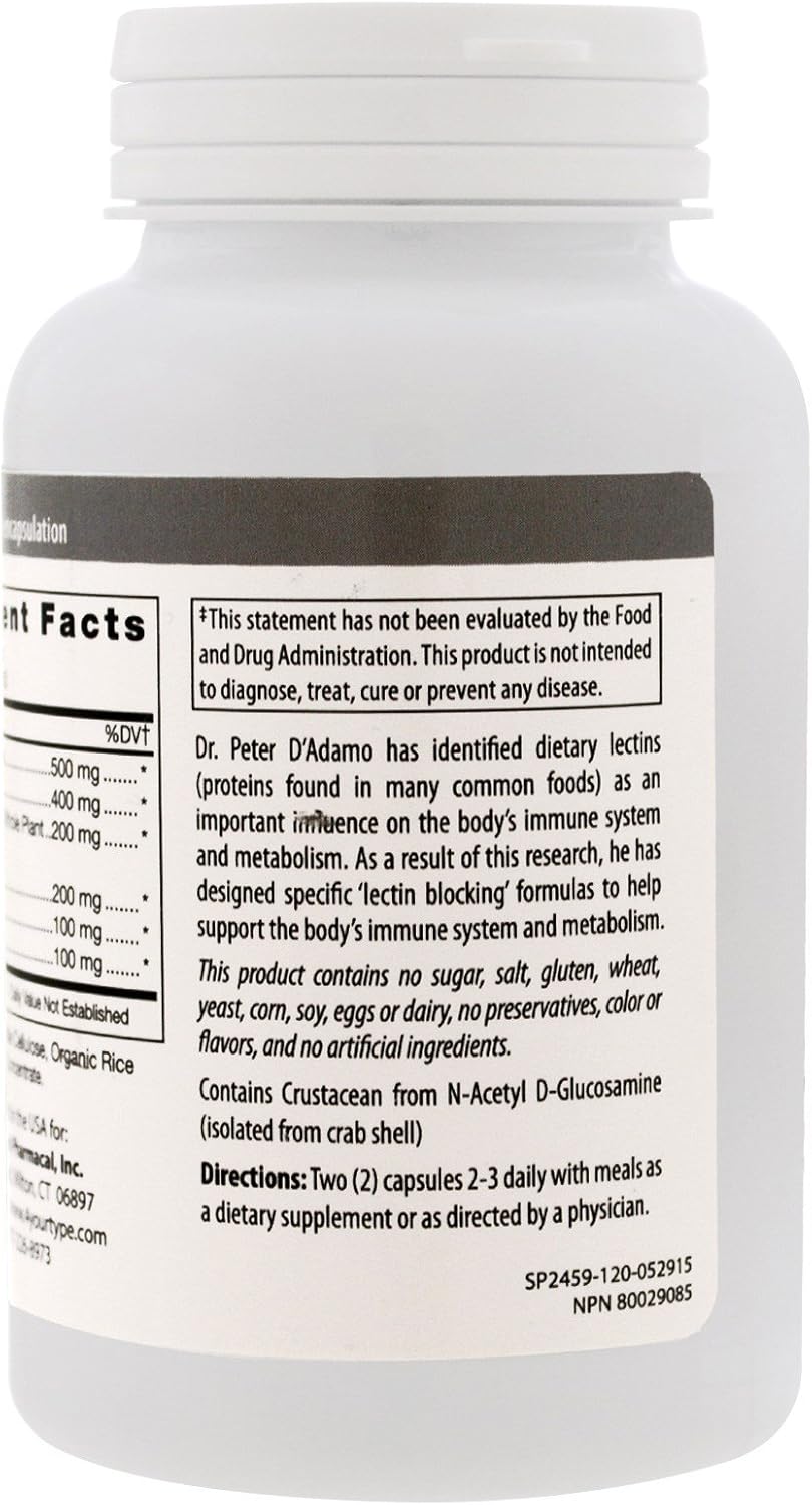 D'Adamo Deflect® O, Lectin Blocking Formula - 120 Vegetarian Capsules for Personalized Nutrition