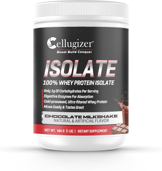 Dagola Cellugizer Chocolate Whey Isolate Protein Powder - 25g Protein, Fast Digesting, 0g Sugar, Low Carb - 1lb