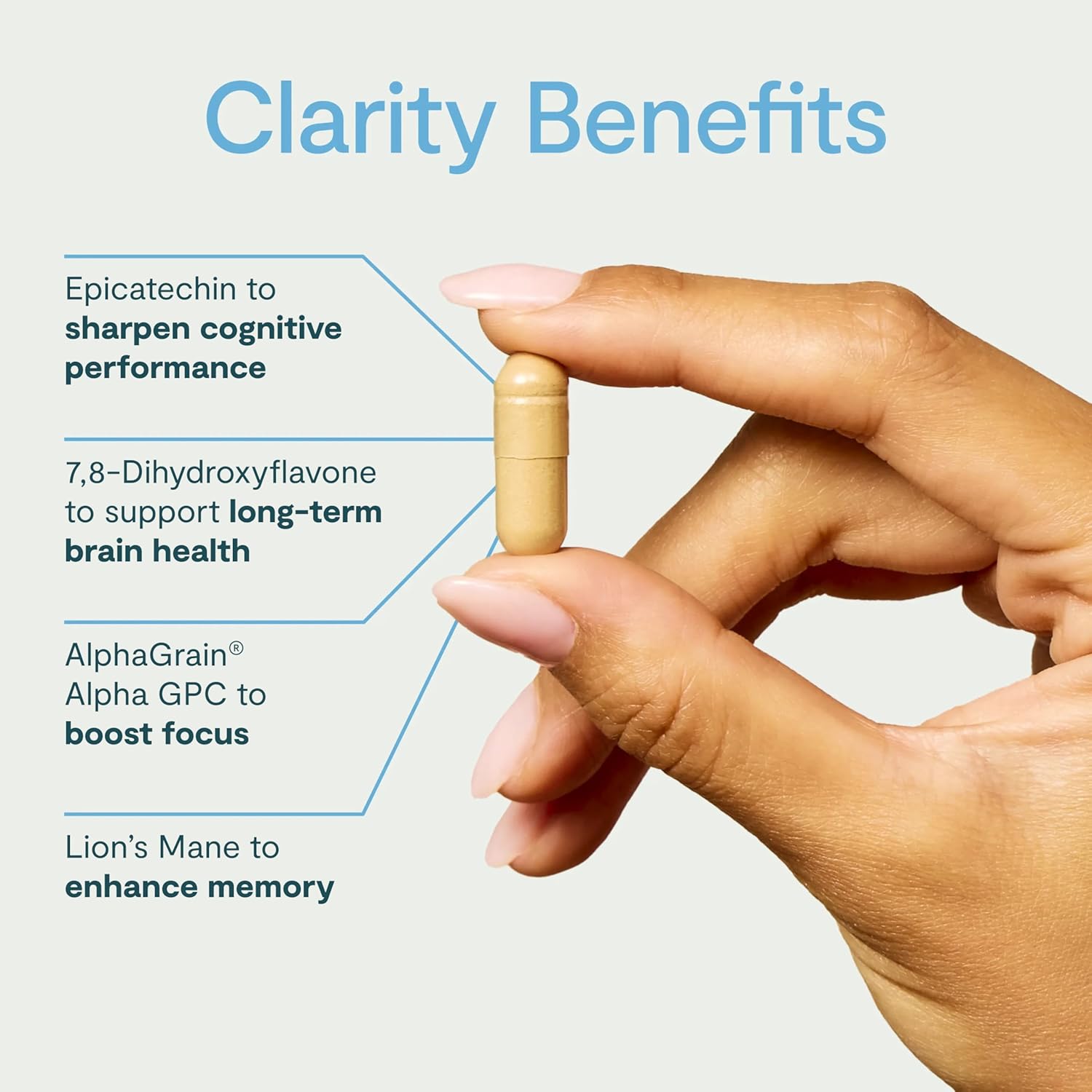 Daily Brain Support Supplements with Nootropics - Lion's Mane & Alpha GPC for Focus & Clarity (24 Servings)