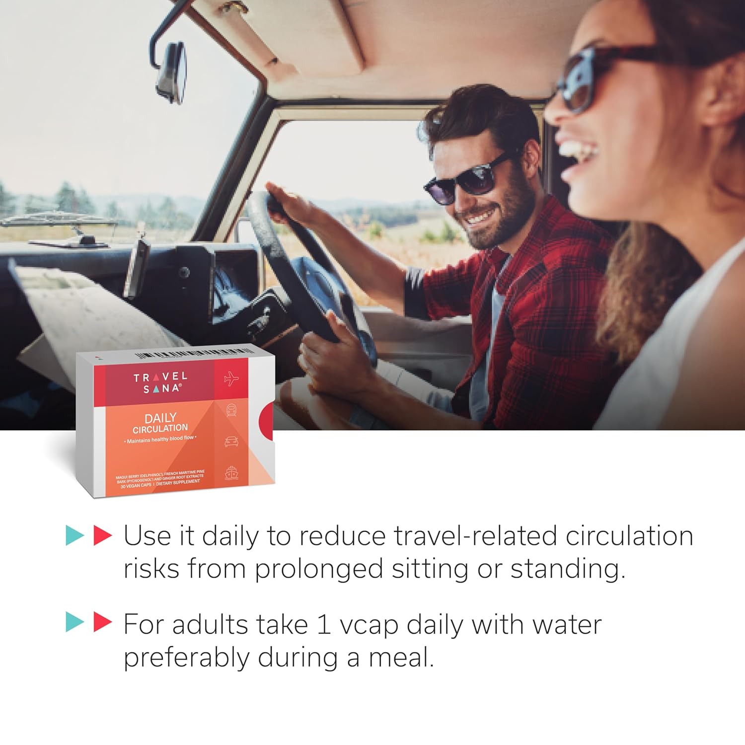 Daily Circulation Support Supplement with Antioxidant Powerhouse - Maqui Berry, Ginger, Pycnogenol - 30 Vegan Capsules for Inflammation & Blood Sugar