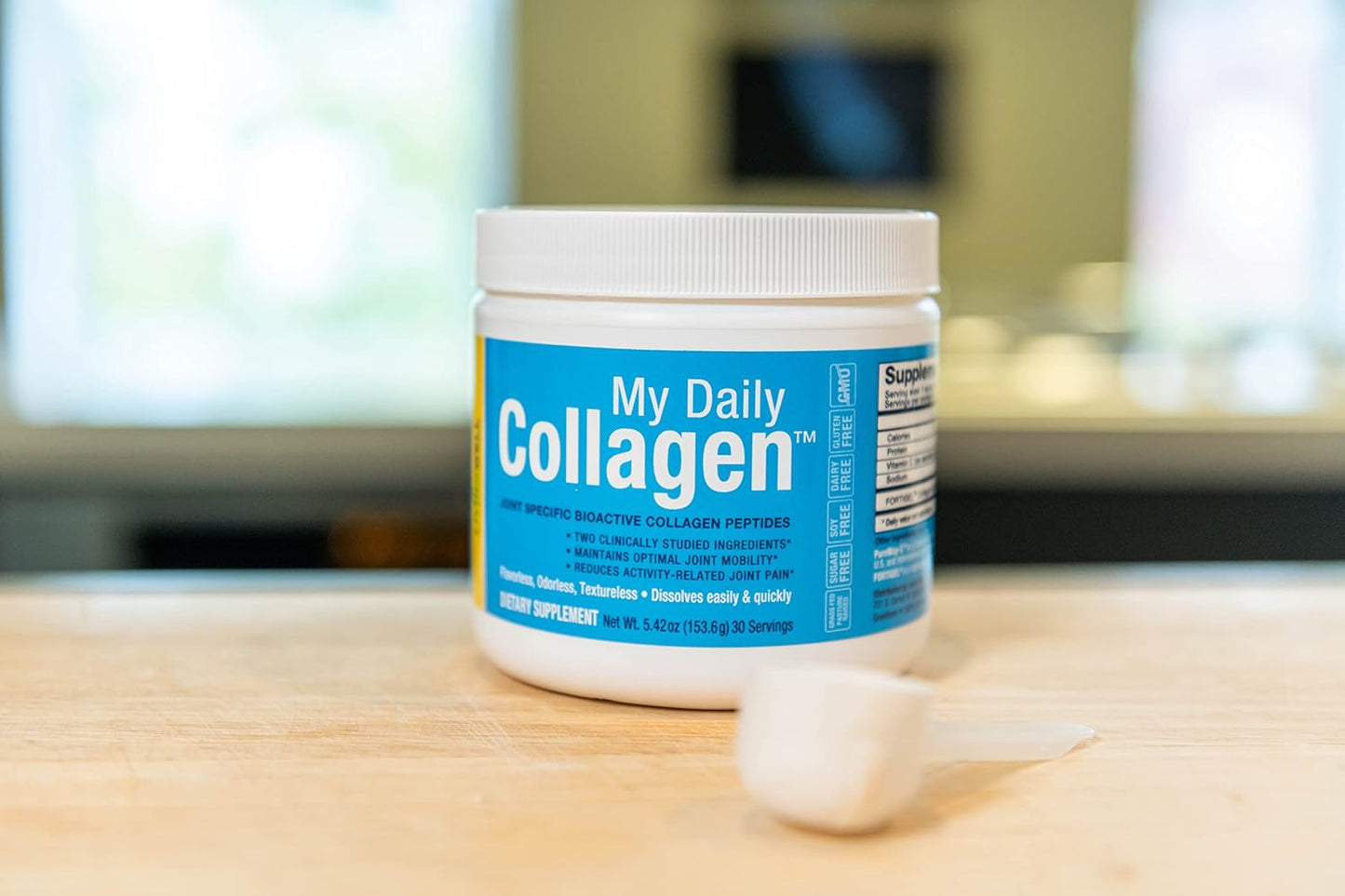 Daily Collagen Peptides Powder with Vitamin C for Joint Support - Ideal for Relieving Achy Knees, Sore Hands, and Knotted Shoulders