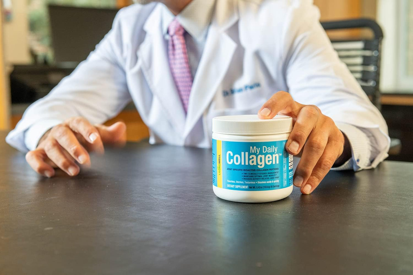 Daily Collagen Peptides Powder with Vitamin C for Joint Support - Ideal for Relieving Achy Knees, Sore Hands, and Knotted Shoulders