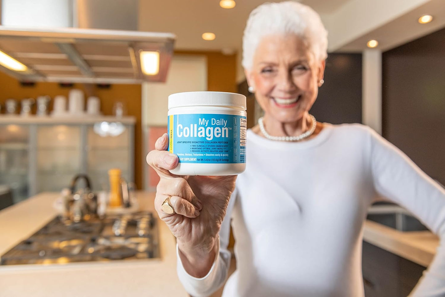 Daily Collagen Peptides Powder with Vitamin C for Joint Support - Ideal for Relieving Achy Knees, Sore Hands, and Knotted Shoulders
