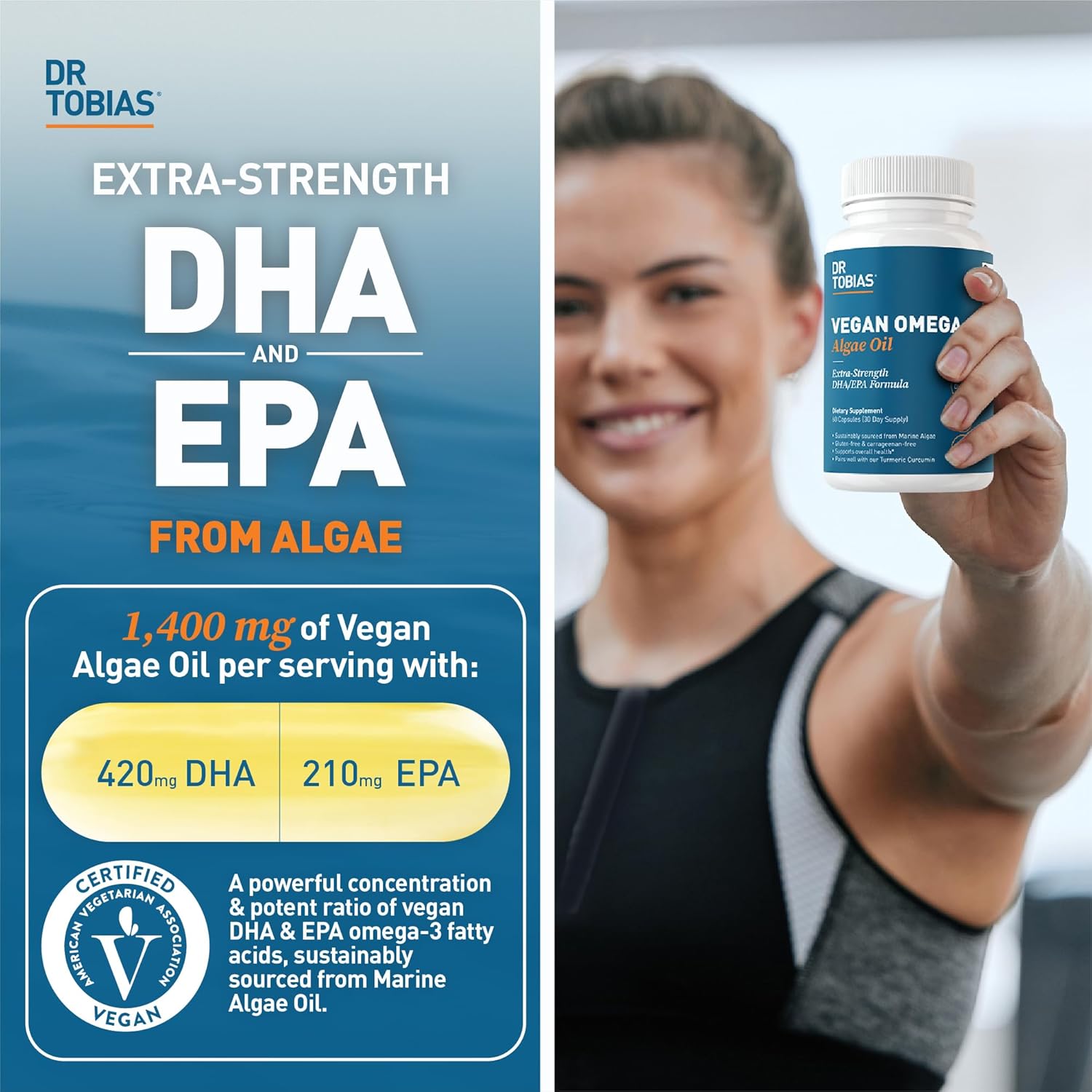 Daily Digestive and Health Support with Dr. Tobias Colon Everyday Health & Vegan Omega 3 Algae Oil - Psyllium Husk, DHA EPA Omega 3s, Vegan, Non-GMO