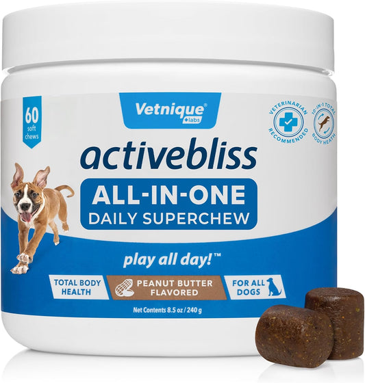 Daily Dog Multivitamin Treat with Glucosamine, Omega 3, Digestive Enzymes & Probiotics - Vet Recommended for Joint & Immune Health