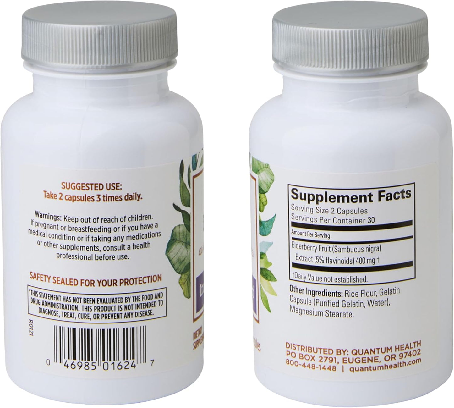 Daily Immune Support & Wellness Boost with Quantum Health Black Elderberry Supplement - 60 Capsules