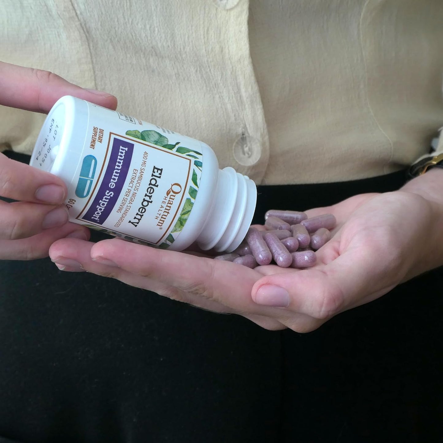 Daily Immune Support & Wellness Boost with Quantum Health Black Elderberry Supplement - 60 Capsules